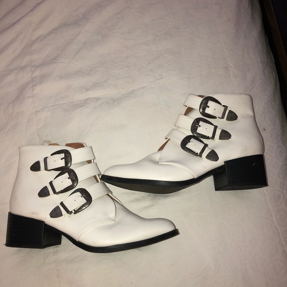 White buckle boots